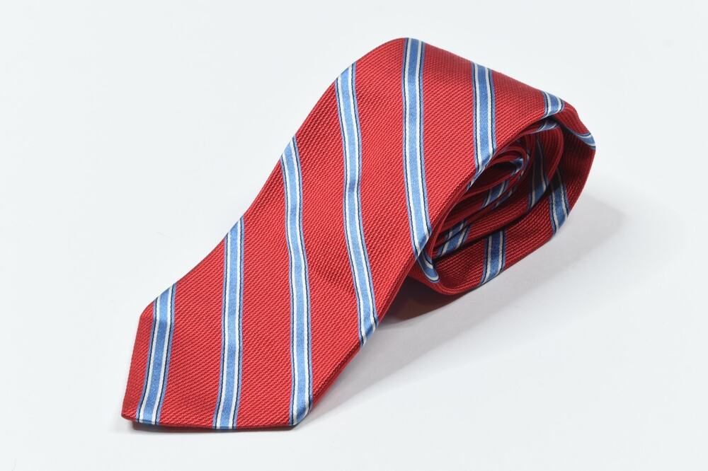 Brooks Brothers 346 Neck Tie Mens Red Blue Repp Stripe 100% Silk Classic